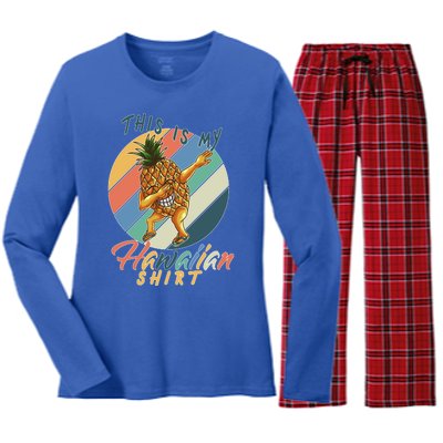 This Is My Hawaiian Shirt Retro Dabbing Pineapple Women's Long Sleeve Flannel Pajama Set 