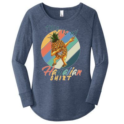 This Is My Hawaiian Shirt Retro Dabbing Pineapple Women's Perfect Tri Tunic Long Sleeve Shirt