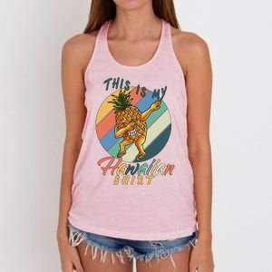 This Is My Hawaiian Shirt Retro Dabbing Pineapple Women's Knotted Racerback Tank