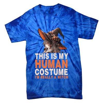 This Is My Hu Costume IM Really A Witch Halloween Funny Gift Tie-Dye T-Shirt