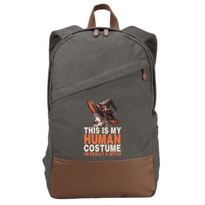 This Is My Hu Costume IM Really A Witch Halloween Funny Gift Cotton Canvas Backpack