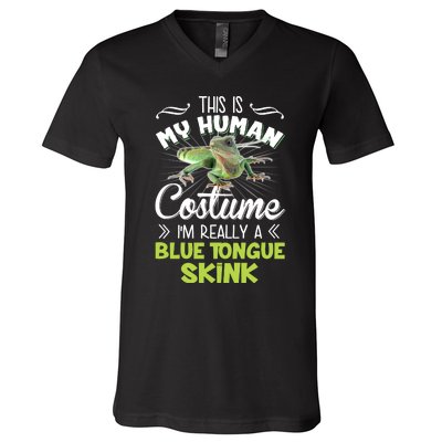 This Is My Human Costume IM Really A Blue Tongue Skink V-Neck T-Shirt