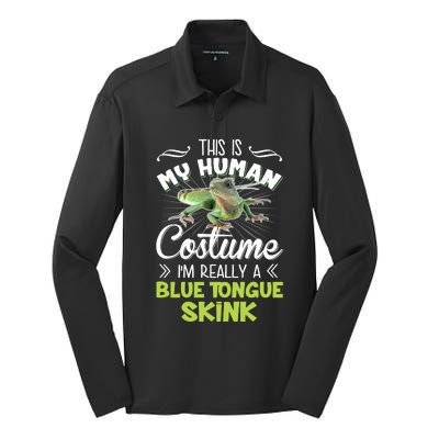 This Is My Human Costume IM Really A Blue Tongue Skink Silk Touch Performance Long Sleeve Polo