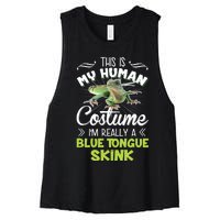 This Is My Human Costume IM Really A Blue Tongue Skink Women's Racerback Cropped Tank