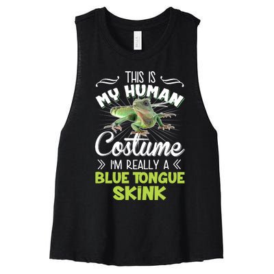 This Is My Human Costume IM Really A Blue Tongue Skink Women's Racerback Cropped Tank