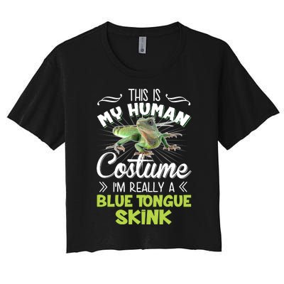 This Is My Human Costume IM Really A Blue Tongue Skink Women's Crop Top Tee