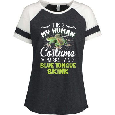 This Is My Human Costume IM Really A Blue Tongue Skink Enza Ladies Jersey Colorblock Tee