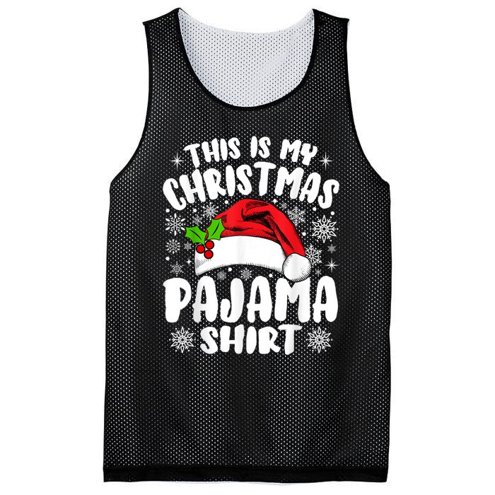 This Is My Christmas Pajama Funny Christmas Outfits Mesh Reversible Basketball Jersey Tank