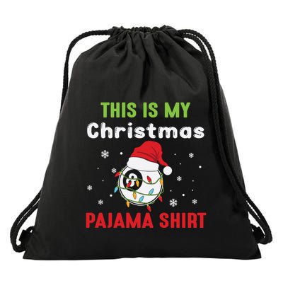 This Is My Christmas Pajama Tee Funny Billiard 8 Ball Xmas Gift Drawstring Bag