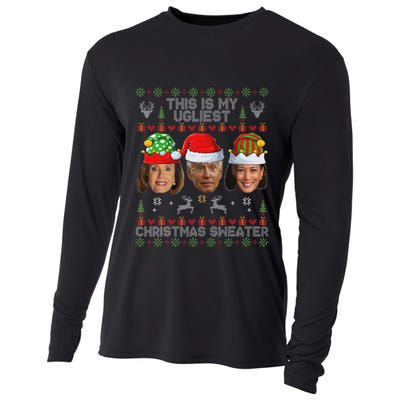 This Is My Ugliest Christmas Sweater Funny Joe Biden Kamala Cooling Performance Long Sleeve Crew