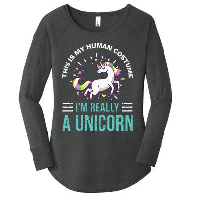 This Is My Human Costume Im Really A Unicorn Women's Perfect Tri Tunic Long Sleeve Shirt