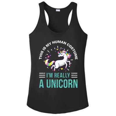 This Is My Human Costume Im Really A Unicorn Ladies PosiCharge Competitor Racerback Tank