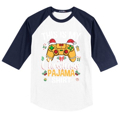 This Is My Christmas Pajama Video Game Gamer Ns Gift Baseball Sleeve Shirt