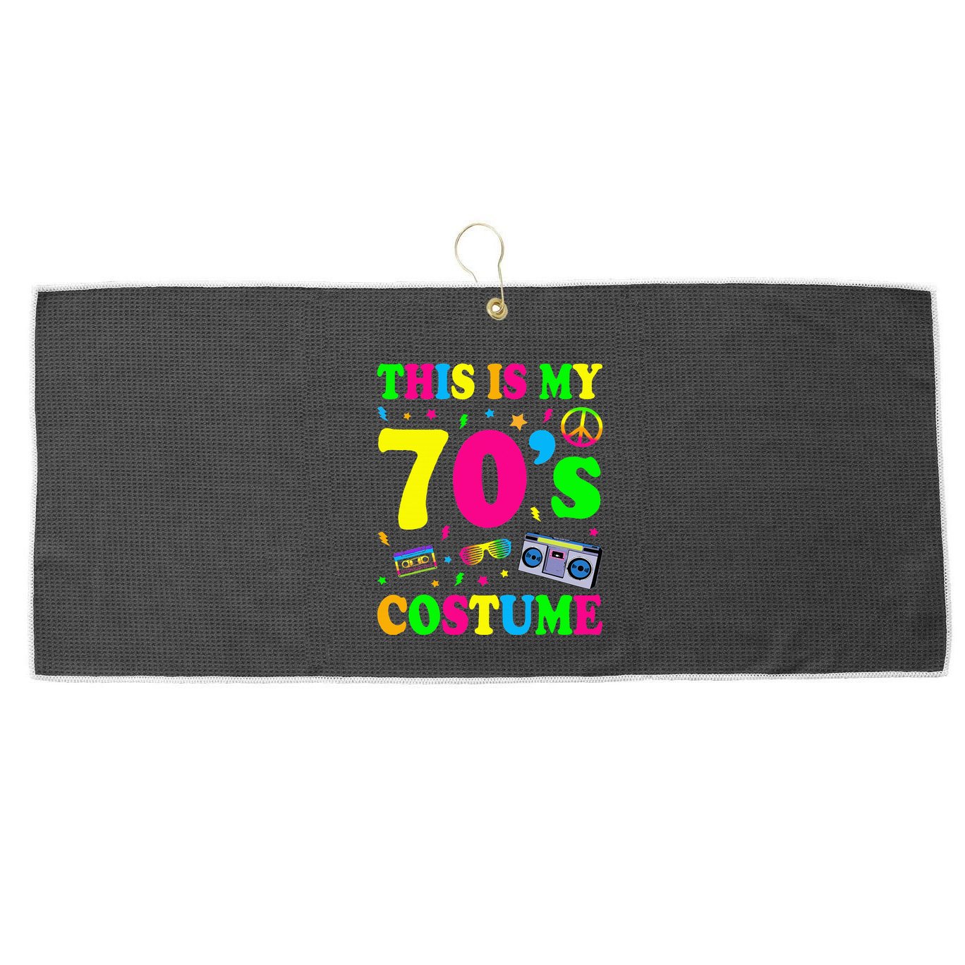 This Is My 70s Costume Funny Groovy Peace Halloween Large Microfiber Waffle Golf Towel
