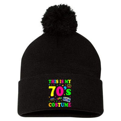 This Is My 70s Costume Funny Groovy Peace Halloween Pom Pom 12in Knit Beanie