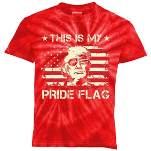 This Is My Pride Flag Trump 2024 American Flag 4th Of July Kids Tie-Dye T-Shirt