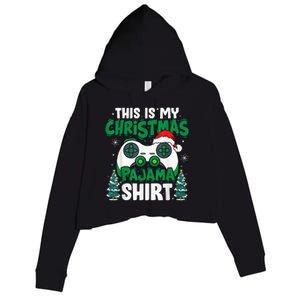 This Is My Christmas Pajama Video Game Gamer Boy Teens Crop Fleece Hoodie