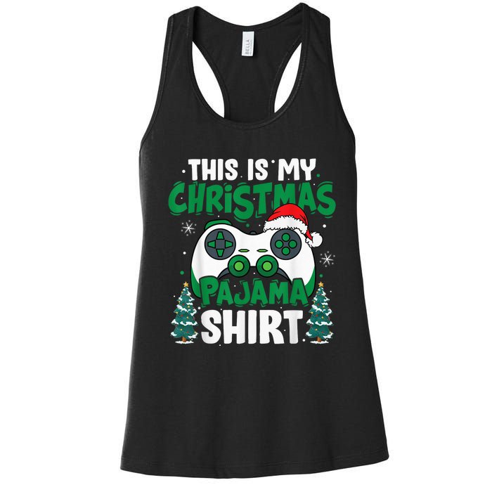 This Is My Christmas Pajama Video Game Gamer Boy Teens Women's Racerback Tank