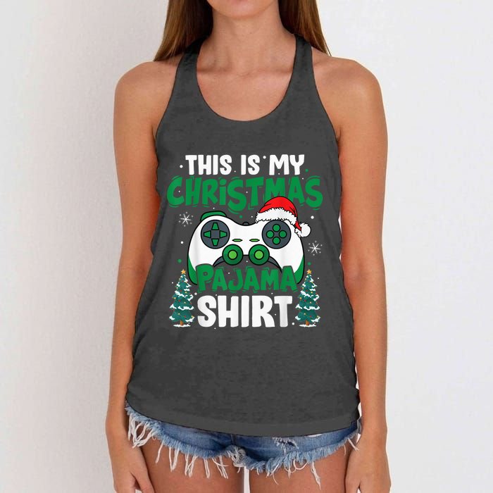 This Is My Christmas Pajama Video Game Gamer Boy Teens Women's Knotted Racerback Tank