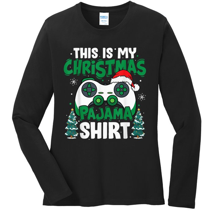 This Is My Christmas Pajama Video Game Gamer Boy Teens Ladies Long Sleeve Shirt