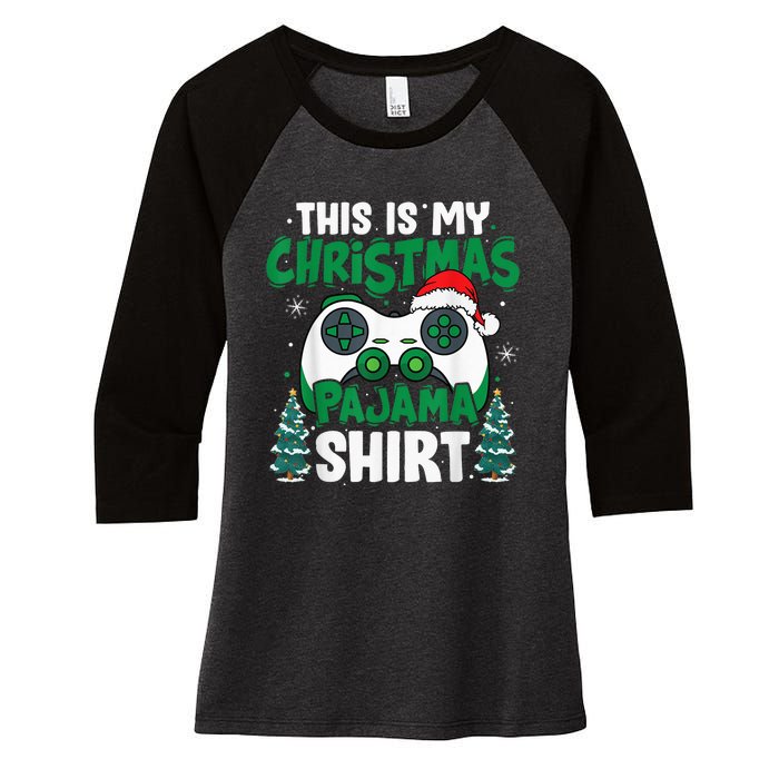 This Is My Christmas Pajama Video Game Gamer Boy Teens Women's Tri-Blend 3/4-Sleeve Raglan Shirt