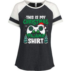 This Is My Christmas Pajama Video Game Gamer Boy Teens Enza Ladies Jersey Colorblock Tee