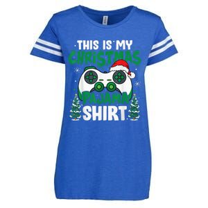 This Is My Christmas Pajama Video Game Gamer Boy Teens Enza Ladies Jersey Football T-Shirt