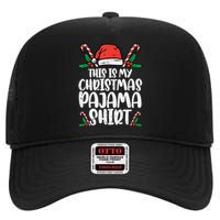 This Is My Christmas Pajama Funny Xmas Pjs High Crown Mesh Back Trucker Hat