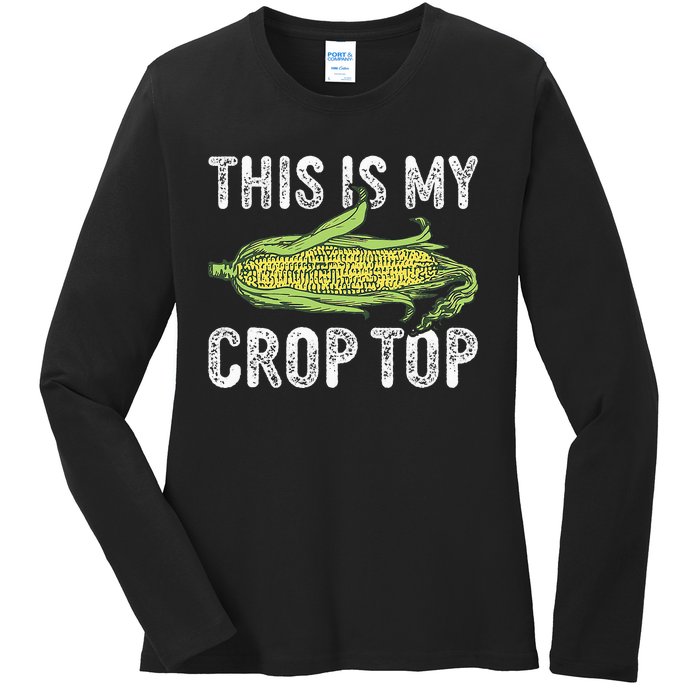 This Is My Crop Top Funny Farmer Farming Corn Lover Ladies Long Sleeve Shirt