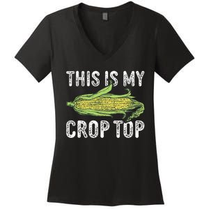 This Is My Crop Top Funny Farmer Farming Corn Lover Women's V-Neck T-Shirt