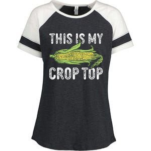 This Is My Crop Top Funny Farmer Farming Corn Lover Enza Ladies Jersey Colorblock Tee