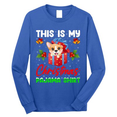 This Is My Christmas Pajamas Lighting Santa Corgi Dog Xmas Gift Long Sleeve Shirt