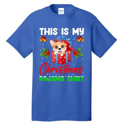 This Is My Christmas Pajamas Lighting Santa Corgi Dog Xmas Gift Tall T-Shirt