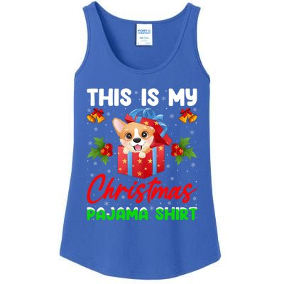 This Is My Christmas Pajamas Lighting Santa Corgi Dog Xmas Gift Ladies Essential Tank