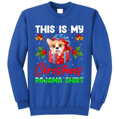 This Is My Christmas Pajamas Lighting Santa Corgi Dog Xmas Gift Tall Sweatshirt