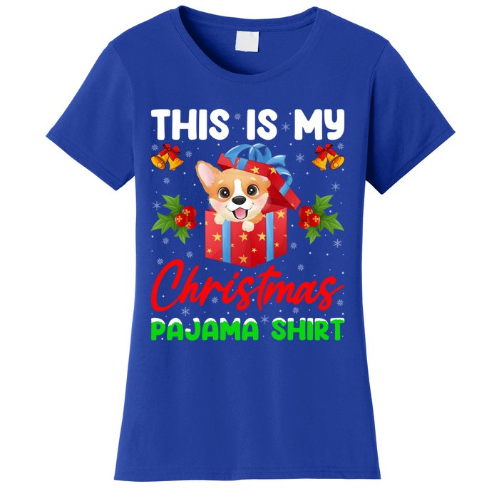 This Is My Christmas Pajamas Lighting Santa Corgi Dog Xmas Gift Women's T-Shirt