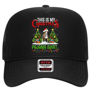 This Is My Christmas Pajama Italian Greyhound Dog Xmas High Crown Mesh Back Trucker Hat