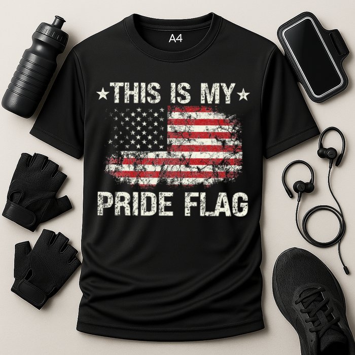 This Is My Pride Flag USA American 4th of July Patriotic Cooling Performance Crew T-Shirt