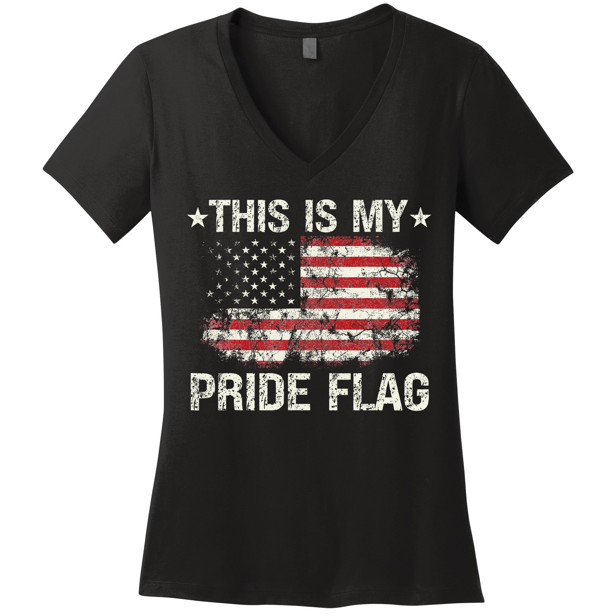 This Is My Pride Flag USA American 4th of July Patriotic Women's V-Neck T-Shirt