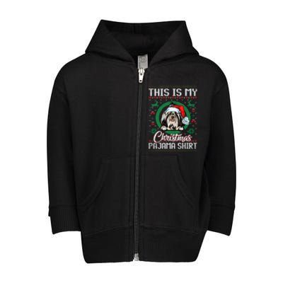 This Is My Christmas Pajama Gift Santa Shih Tzu Gift Toddler Zip Fleece Hoodie