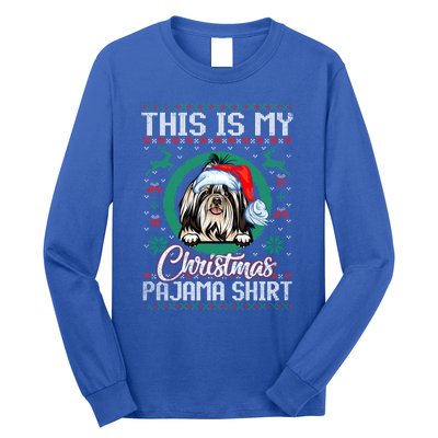 This Is My Christmas Pajama Gift Santa Shih Tzu Gift Long Sleeve Shirt