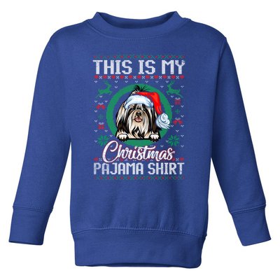 This Is My Christmas Pajama Gift Santa Shih Tzu Gift Toddler Sweatshirt