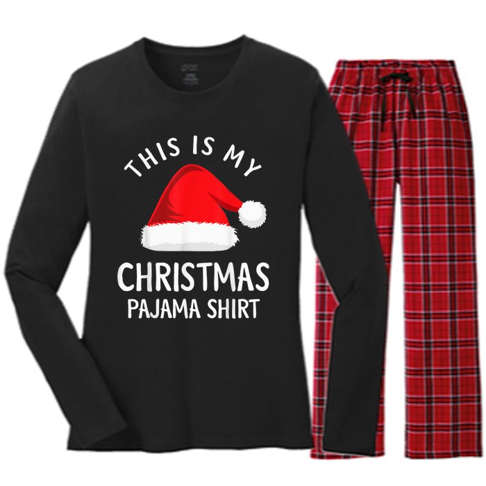 This Is My Christmas Pajama Shirt Funny Christmas Shirt Women's Long Sleeve Flannel Pajama Set 