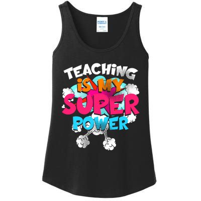 Teaching Is My Super Power Teacher League Lessons Ladies Essential Tank