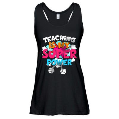 Teaching Is My Super Power Teacher League Lessons Ladies Essential Flowy Tank