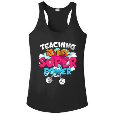 Teaching Is My Super Power Teacher League Lessons Ladies PosiCharge Competitor Racerback Tank