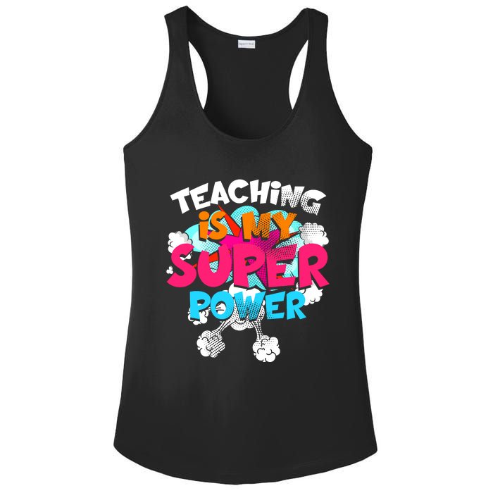 Teaching Is My Super Power Teacher League Lessons Ladies PosiCharge Competitor Racerback Tank