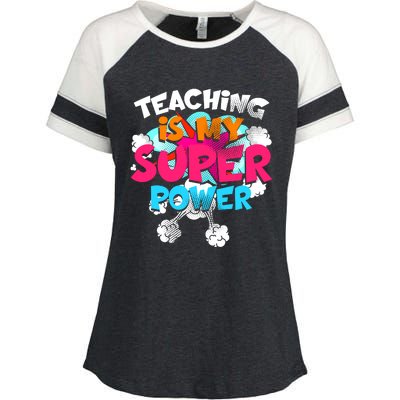 Teaching Is My Super Power Teacher League Lessons Enza Ladies Jersey Colorblock Tee