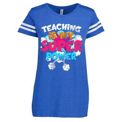 Teaching Is My Super Power Teacher League Lessons Enza Ladies Jersey Football T-Shirt