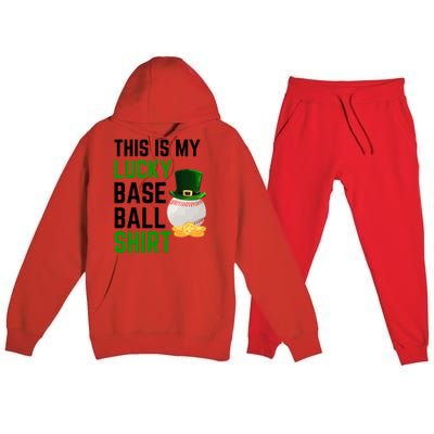 This Is My Lucky Baseball Gift Sport Game St Patrick's Day Gift Premium Hooded Sweatsuit Set